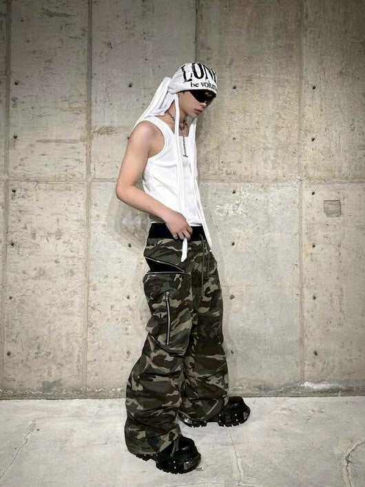 【roaringrad】ZIPPER SAGGING PANTS CAMOUFLAGE