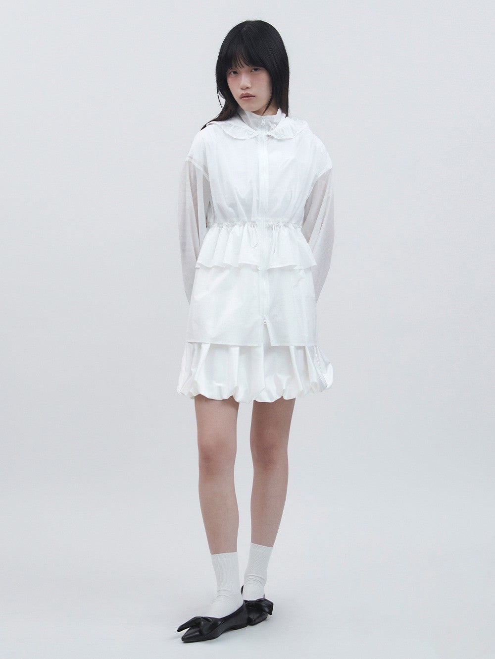 【TUOMIO】FRILL LAYERED HOOD JACKET