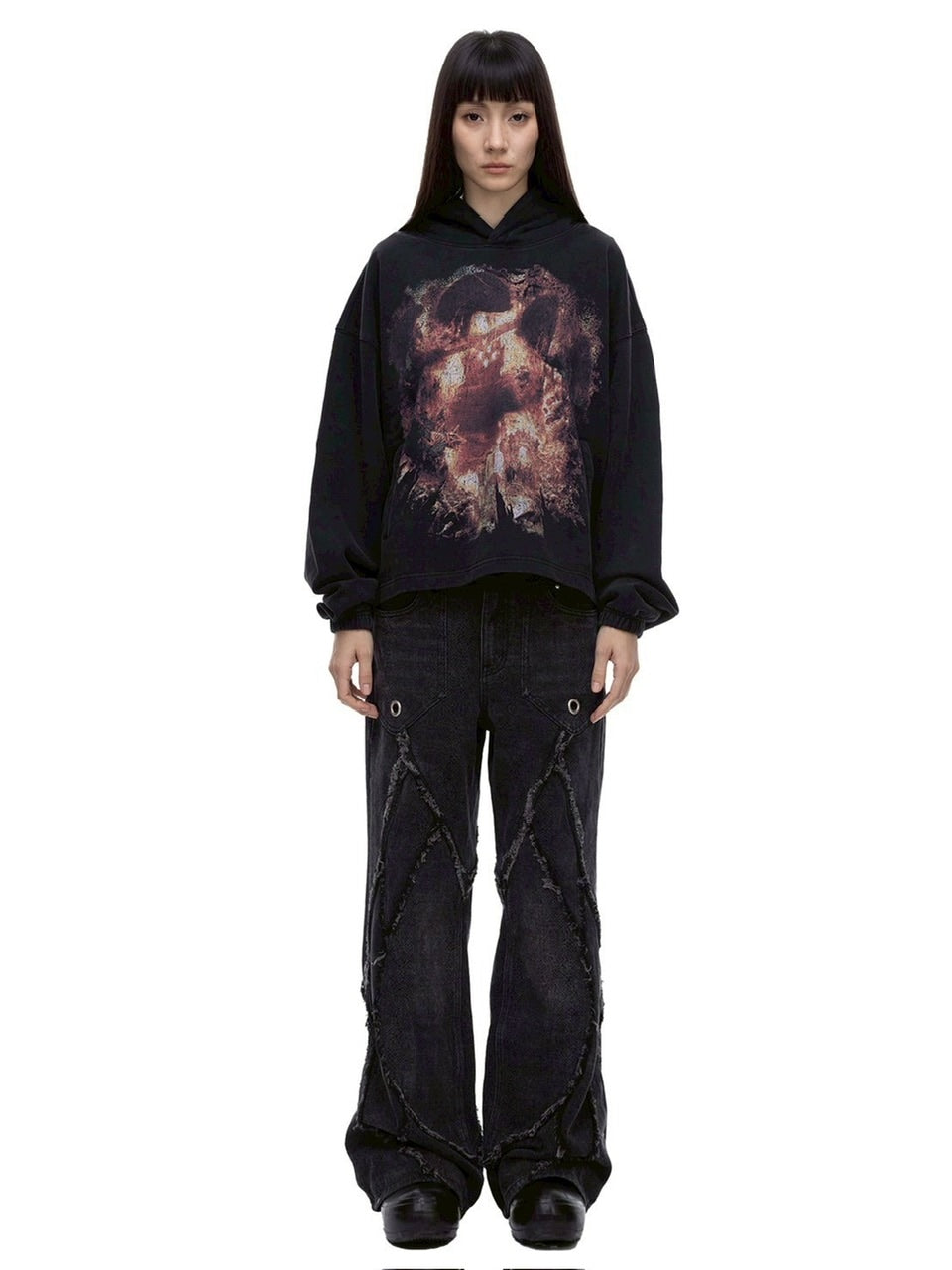 【The Boy Has No Patience】NIGHT OF THE BLOOD MOON WASHED DISTRESSED GRAPHIC HOODIE