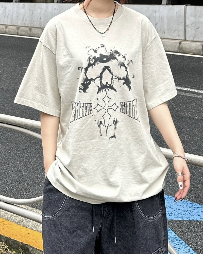 大阪店WEB限定受注制【Chikashitsu +】pigment smoke t-shirt (2color)