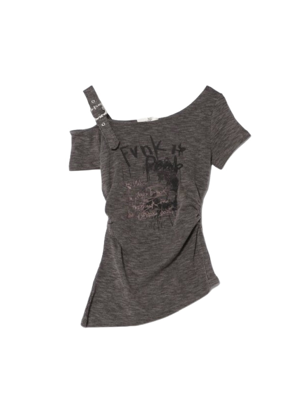 受注制【Never mind the XU】one shoulder punk tops (3color) / 【ネバーマインドザエックスユー】ワンショルダーパンクプリント半袖トップス