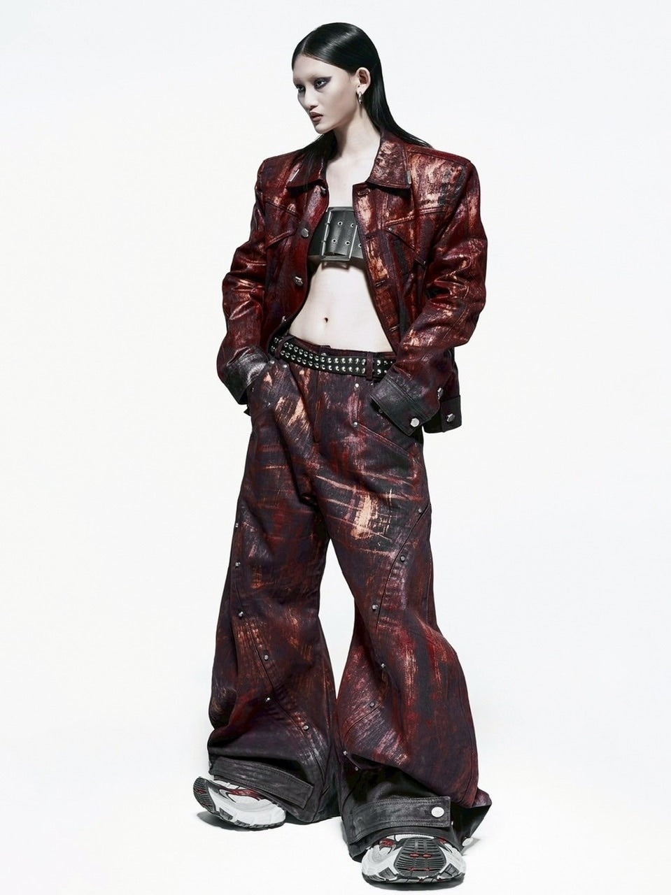 1/2 20:00再販【RICH】Blood Waxed S-Wide Pants