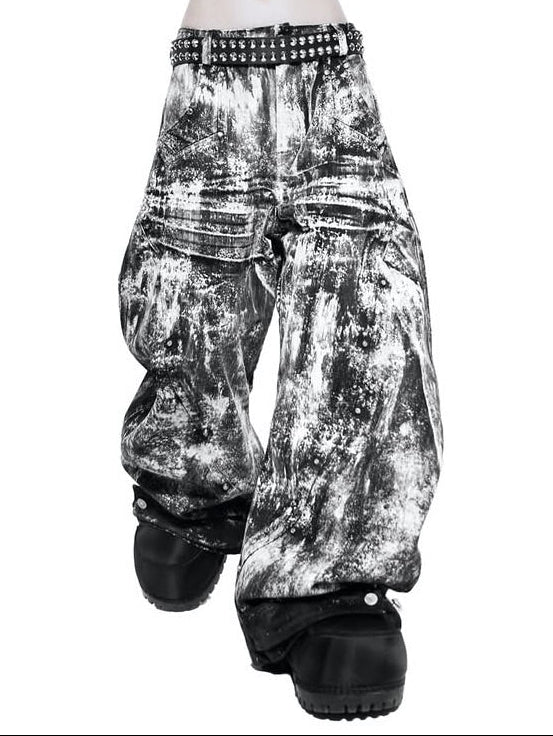 1/2 20:00再販【RICH】Smoke Waxed S-Wide Pants