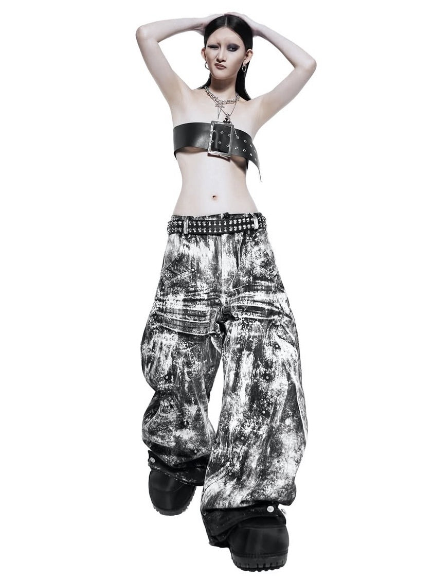 1/2 20:00再販【RICH】Smoke Waxed S-Wide Pants