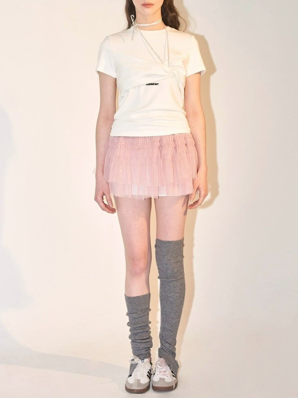 【ODDONEOUT】TUCKING MASH SKIRT / 【オッドワンアウト】タッキングメッシュフリルレーススカート