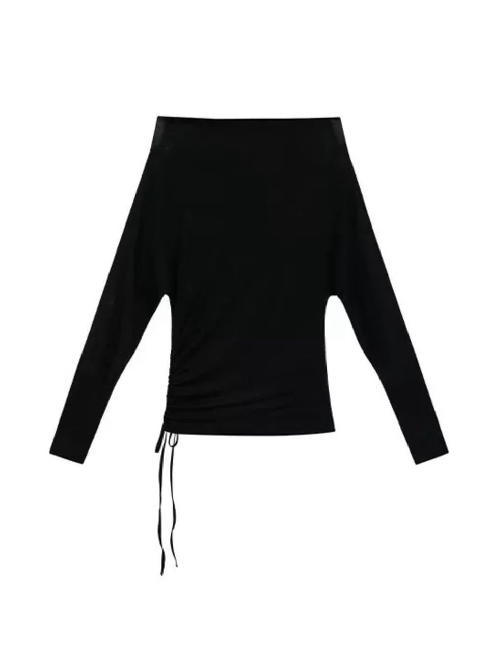 【Cest Nous】Doodle-printed batwing sleeve top / 【セヌー】オフショルダープリント長袖トップス