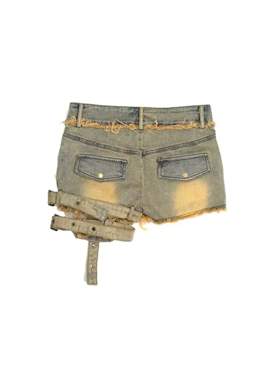 【Cest Nous】Blue-green faded denim shorts / 【セヌー】ウォッシングデニムショートパンツ