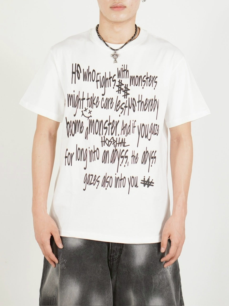 受注制【Chikashitsu +】messaging lettering t-shirt (3color) / 【チカシツプラス】メッセージレタリングプリント半袖Tシャツ