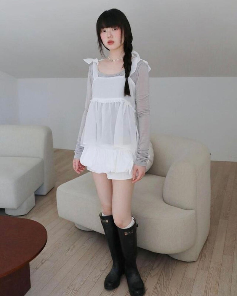 【Uglyshadow】ORGANZA RIBBON BLOUSE