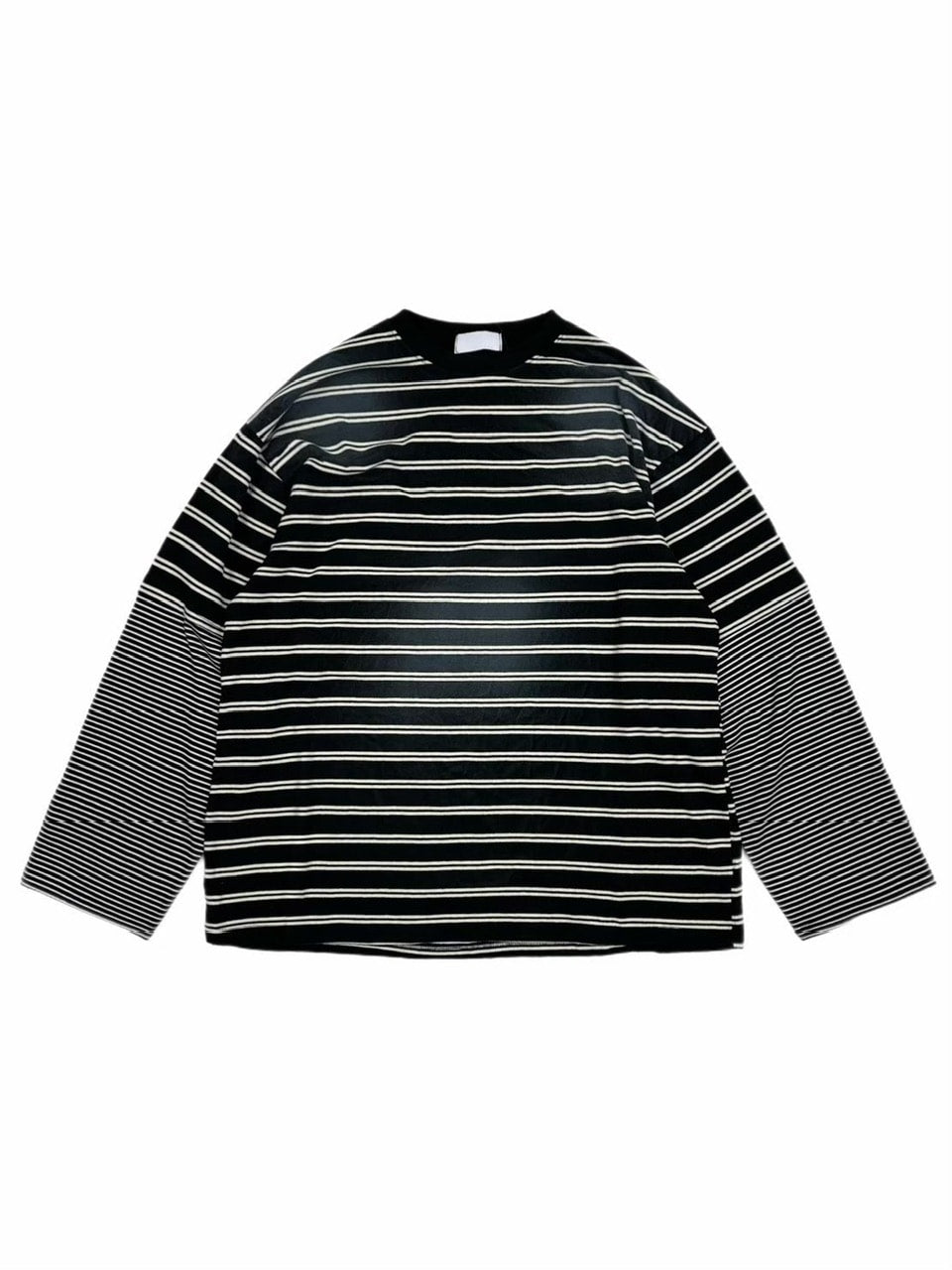 【Chikashitsu +】oversized layered border washed long sleeve / 【チカシツプラス】オーバーサイズウォッシュドレイヤードボーダー長袖Tシャツ(2color)