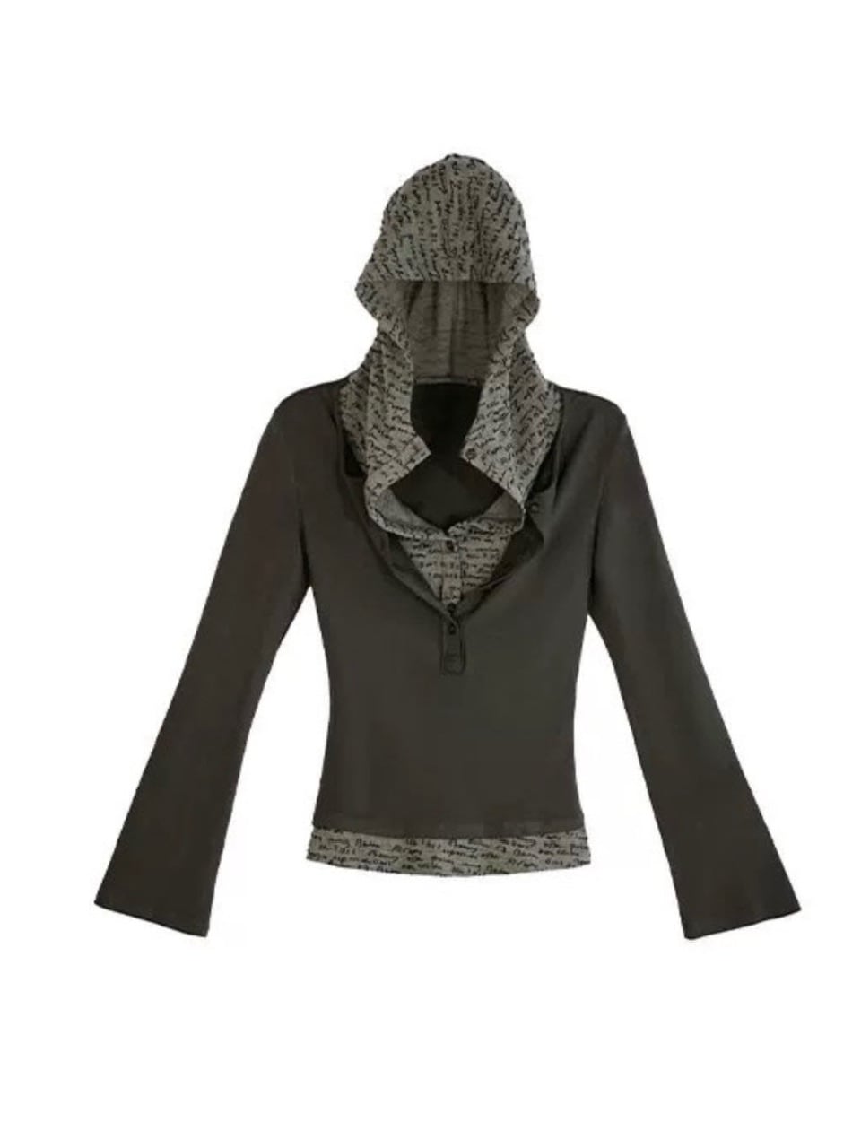 【Cest Nous】Two-in-One Hoodie / 【セヌー】レイヤードフード付き長袖トップス