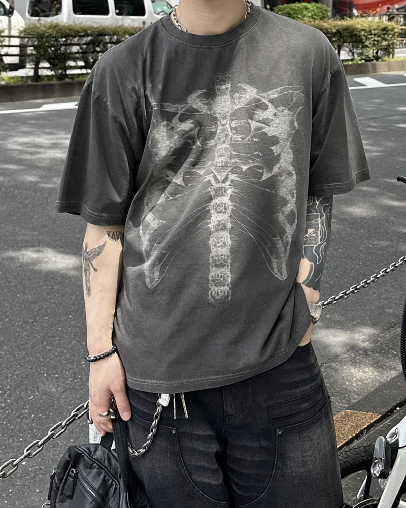 大阪店WEB限定【Chikashitsu +】skeleton rib cage t-shirt