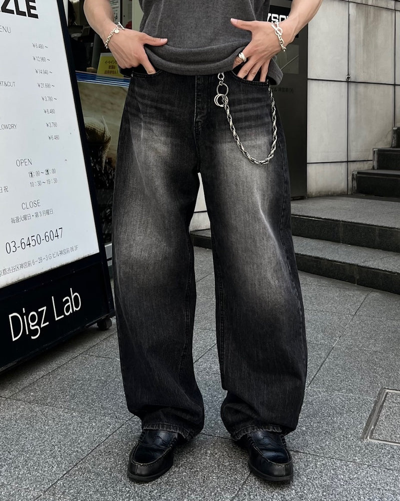 大阪店WEB限定受注制【Chikashitsu +】vintage wash semi wide denim pants 4 / 【チカシツプラス】ヴィンテージウォッシュセミワイドデニムパンツ