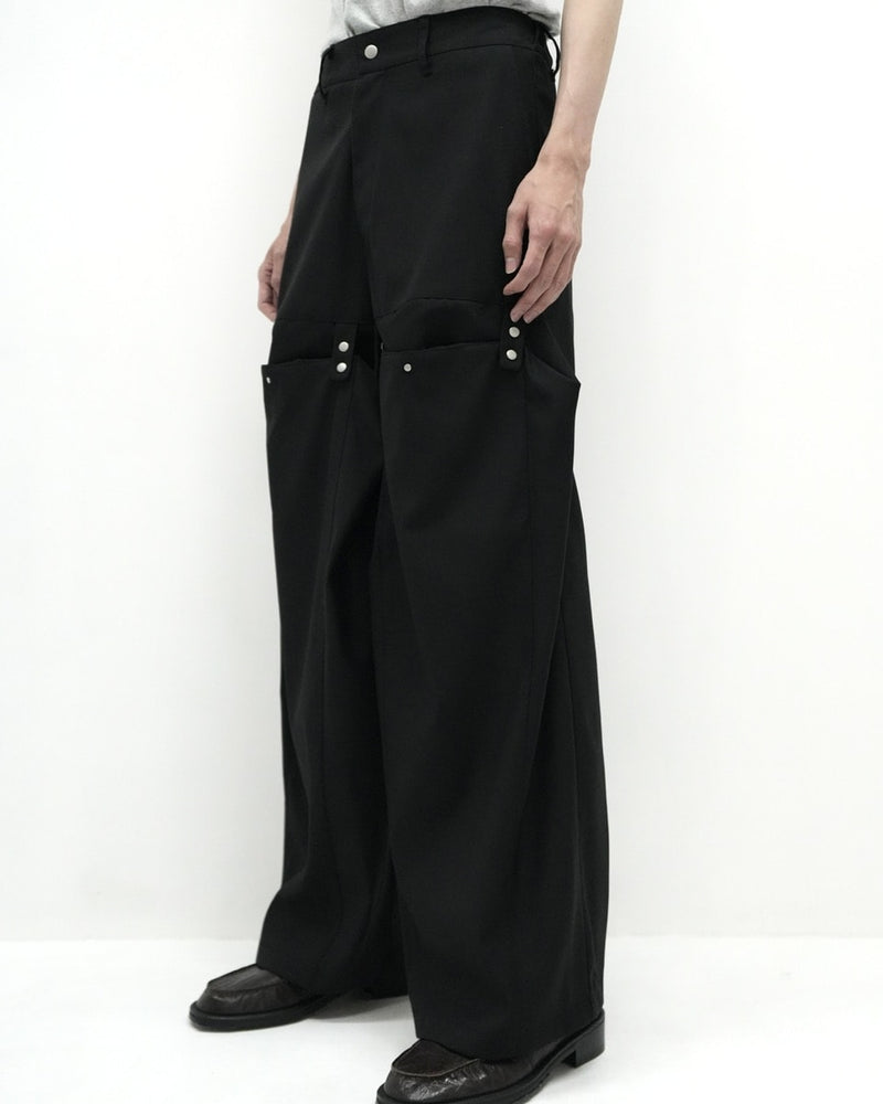 【CS】FLOW FIT DRAPE SLACKS(BLACK)