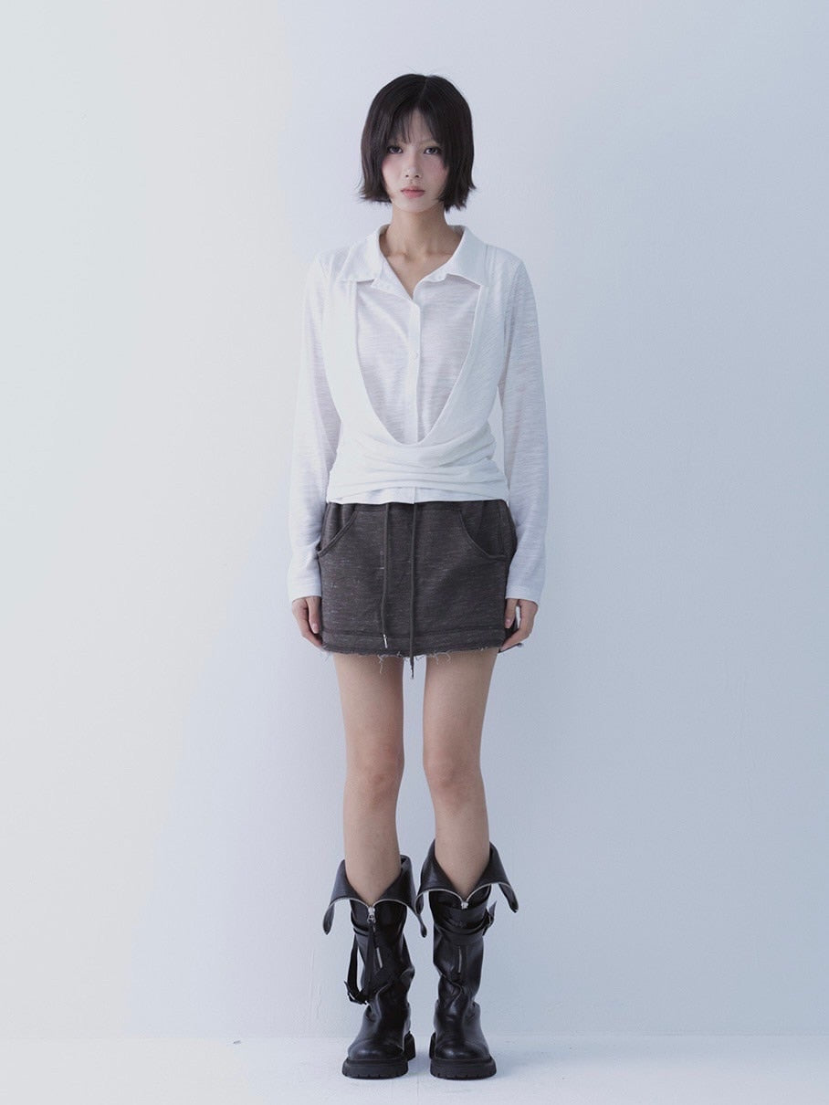 【SETSETSET】DRAPE SHIRT TOP