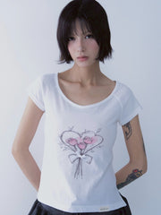 【SETSETSET】ROSE HEART T SHIRTS