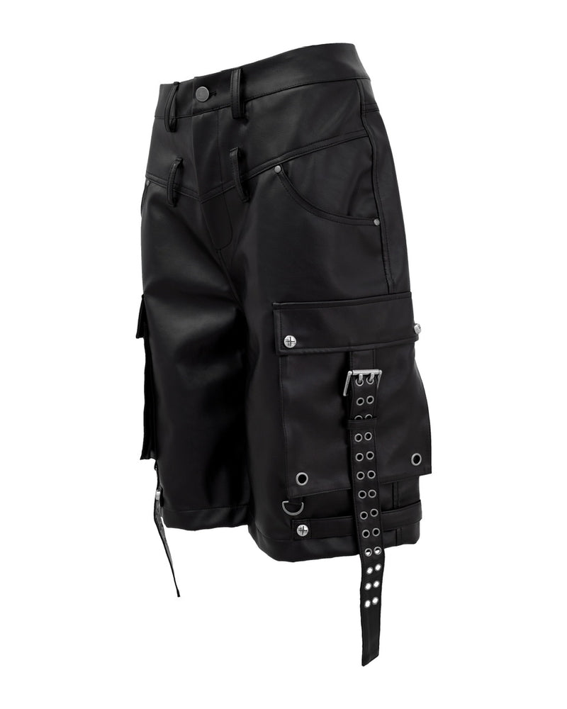 【Rosen Kreuz】DOUBLE WAIST LEATHER SHORT PANTS