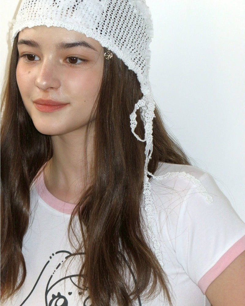 【CRANK】LACE CROCHET BONNET / 【クランク】レースクロシェットボンネット