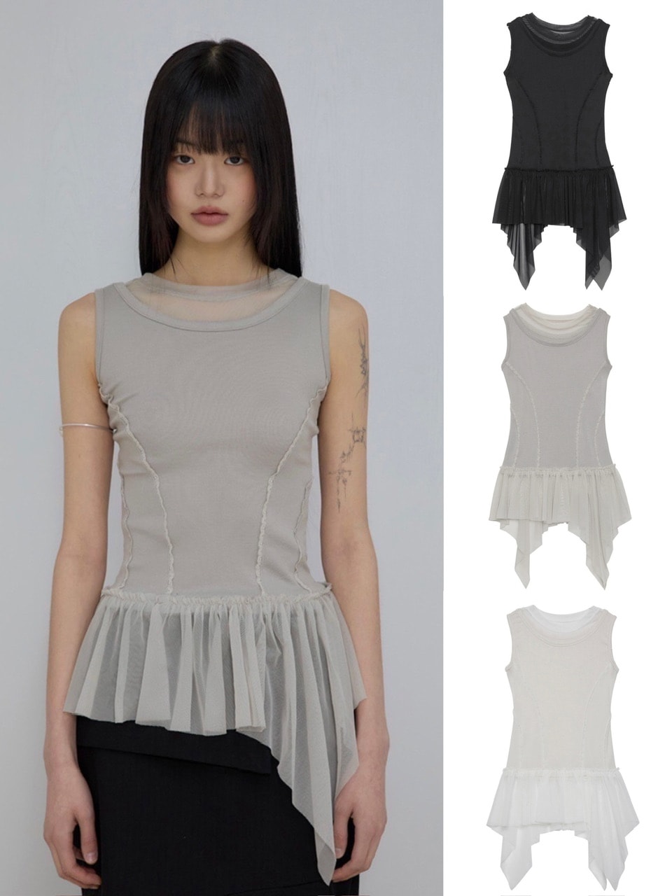 【FLAREUP】Layered Lace Frill Sleeveless