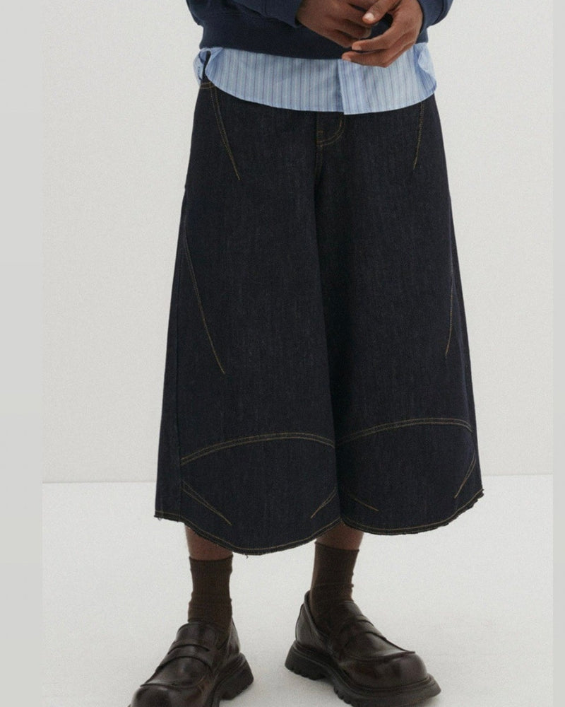 【DNSR】Multi-Dart Bermuda Denim Shorts