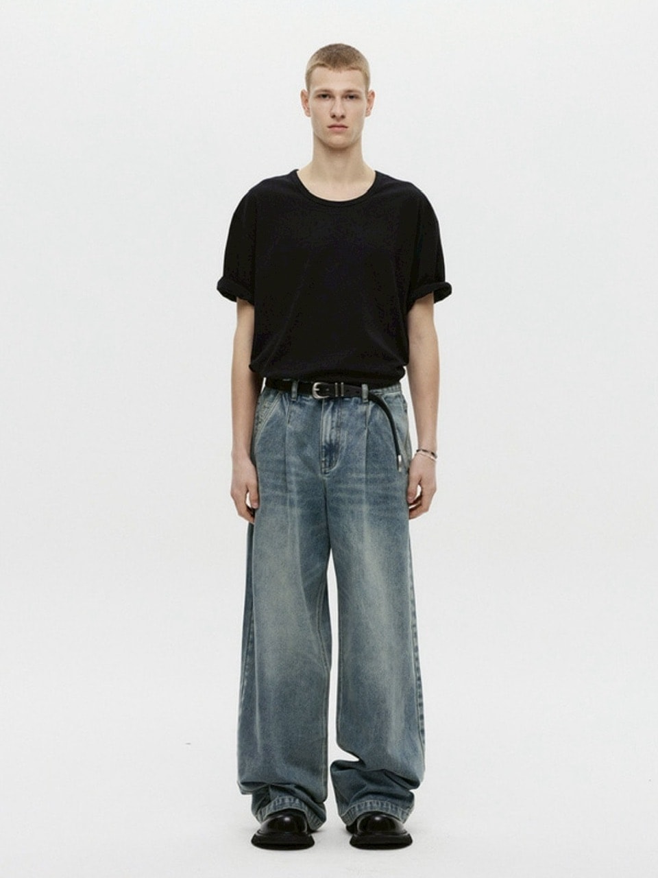 【DNSR】Deep One-Tuck Wide Denim Pants
