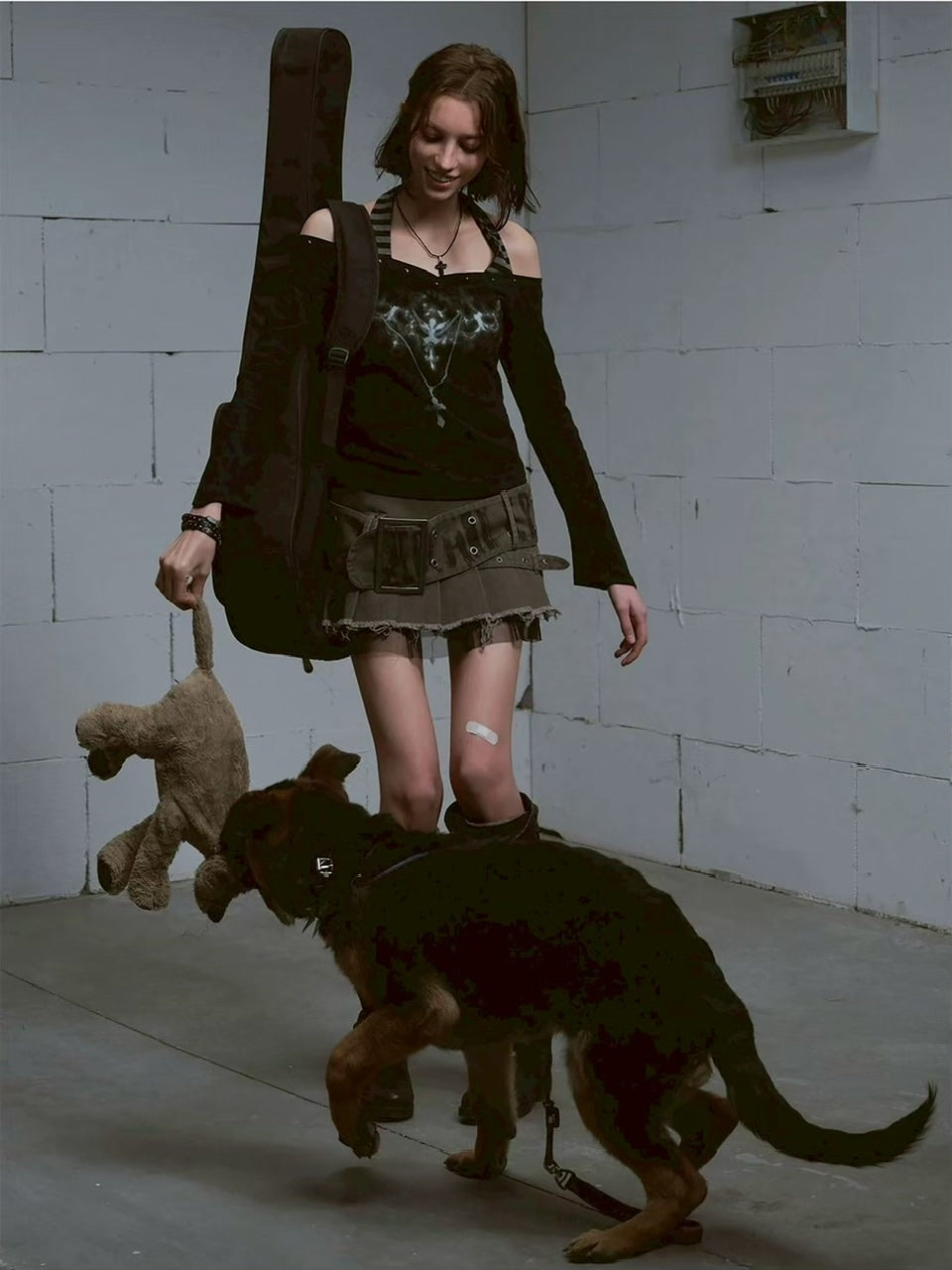 【Cest Nous】Printed Belted Pleated Skirt