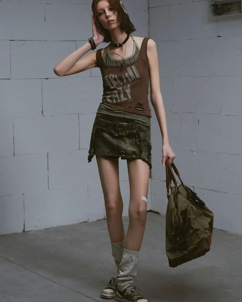 【Cest Nous】Brown Two-Piece Camisole