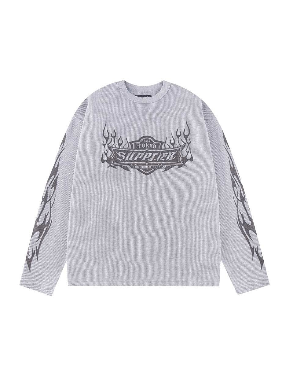 サーマル ロンT トライバル 炎柄 Y2K L相当 フレイム柄 SUPPLIER】Tribal Fire Pattern Thermal Long Sleeve – PRESSING WEB SHOP