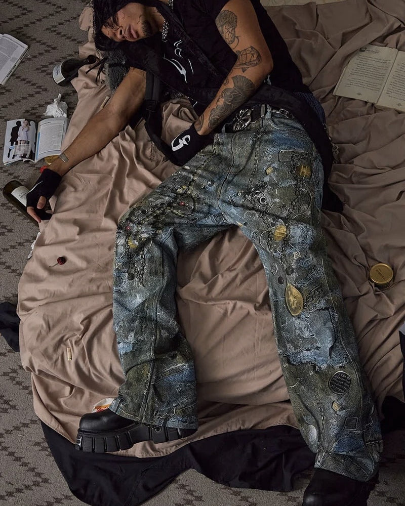 【DND4DES】GEMS ROTTEN DISTRESSED FLARED JEANS
