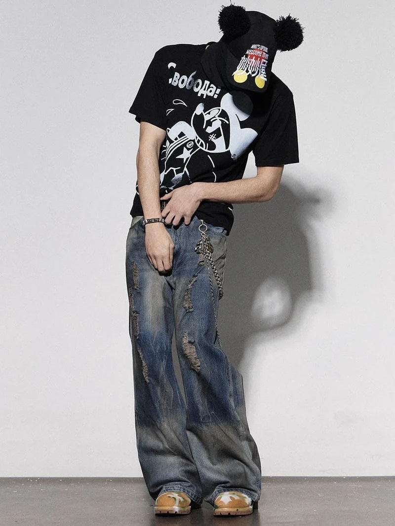 【DND4DES】DISTRESSED DUSTY FLARED JEANS