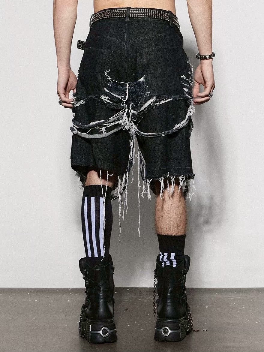 【DND4DES】HEAVILY DISTRESSED DENIM SHORTS