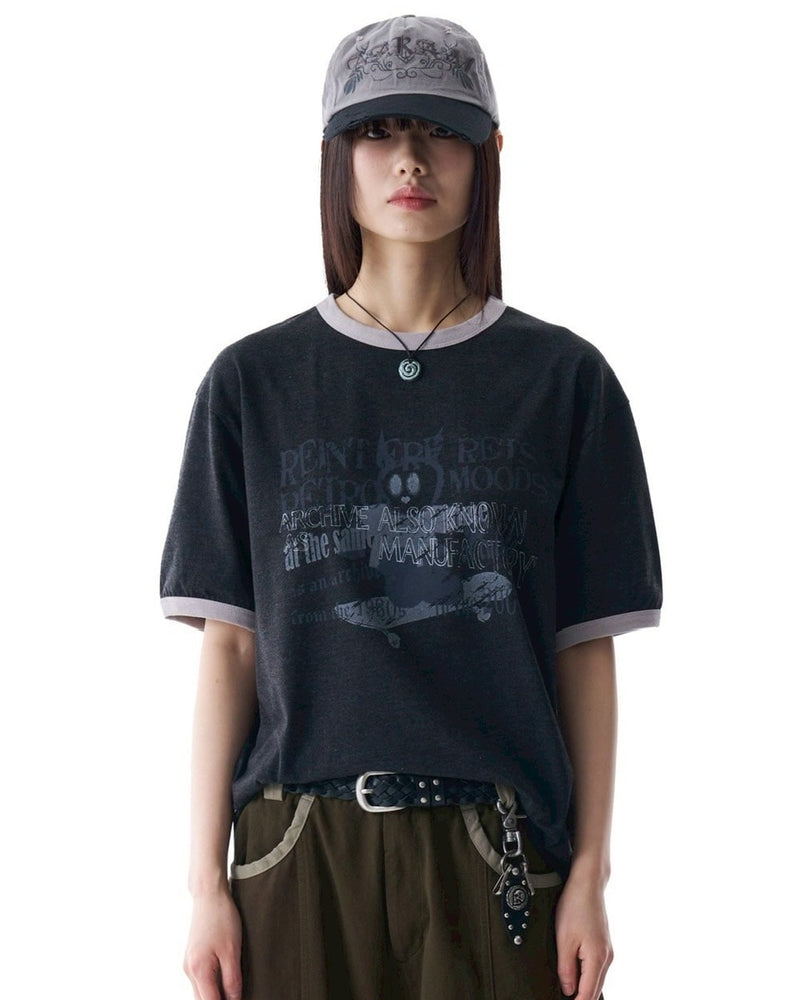 【AAKAM】Cracked Letter Ringer Top