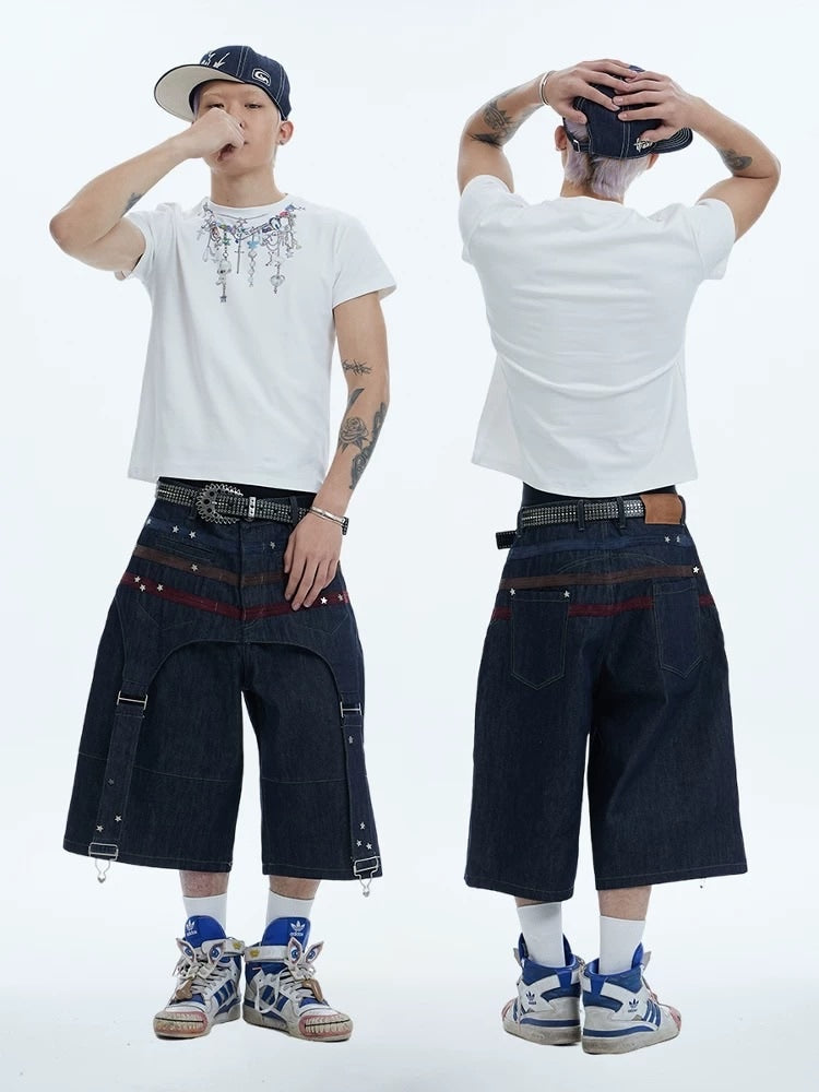 【DND4DES】COLORFUL SUEDE RAW DENIM SHORTS