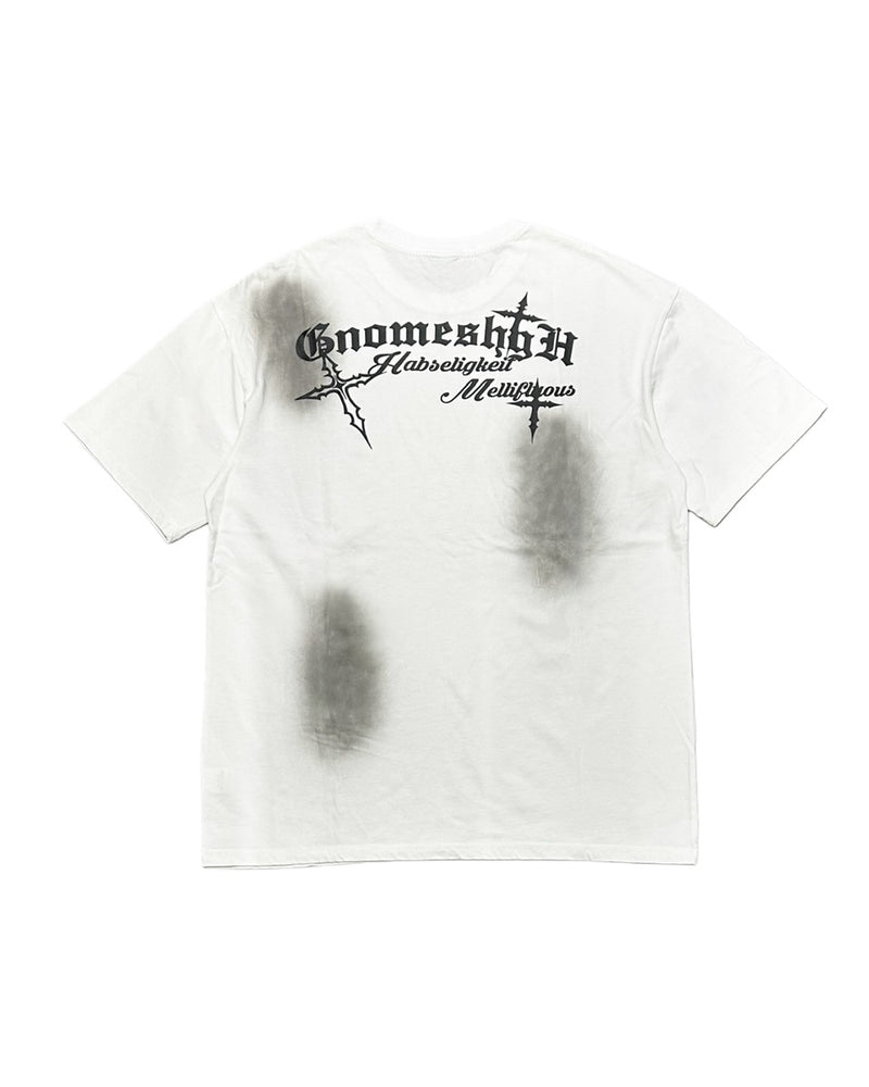 受注制【Never mind the XU】dirty cross print tee (2color) / 【ネバーマインドザエックスユー】ダーティークロスプリント半袖Tシャツ