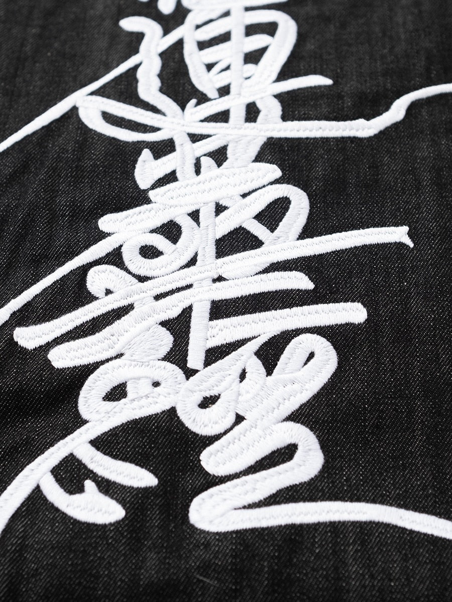 【F.V.V.O】RED SELVEDGE EMBROIDERED RAW DENIM JEANS