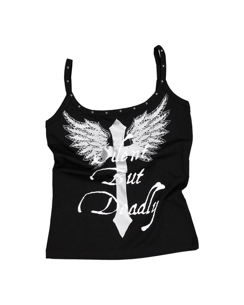 【SETUP‐EXE】CROSS STUDDED SLEEVELESS / 【セットアップエグゼ】クロススタッズキャミソール