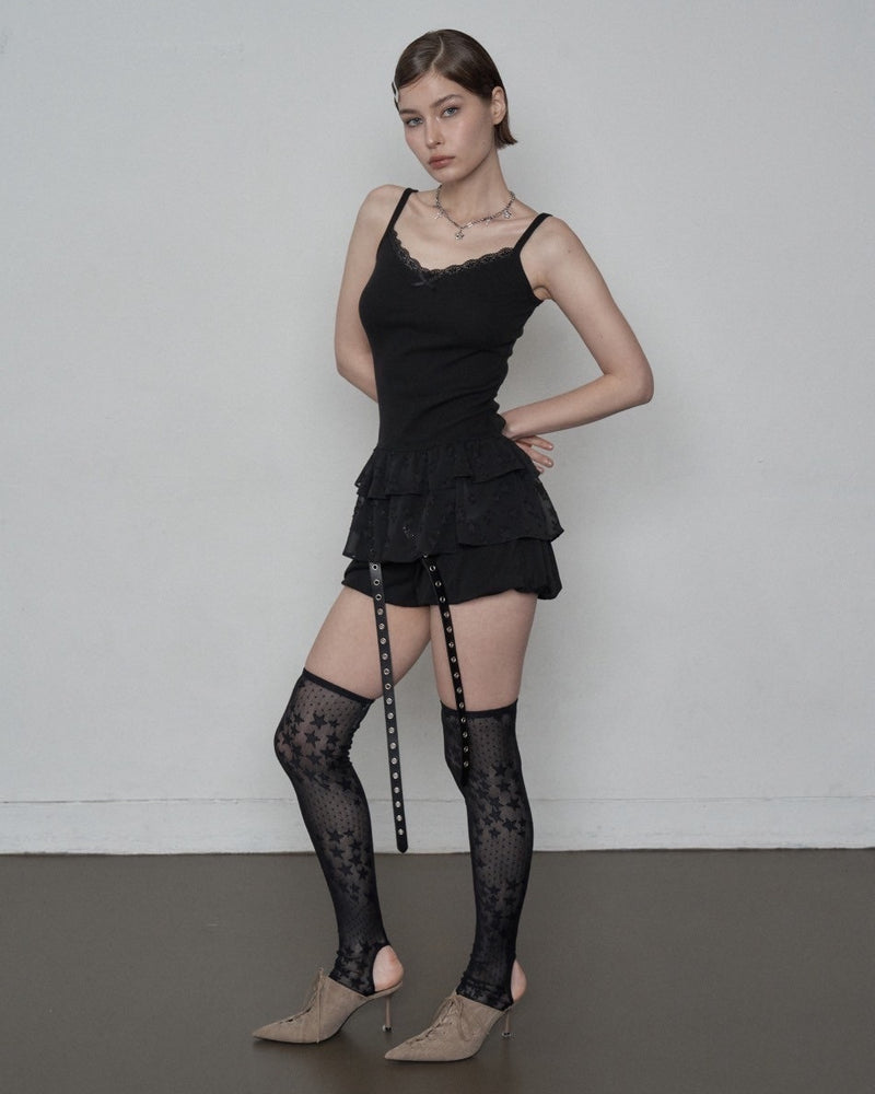 【SETUP‐EXE】CHIFFON FRILL SLEEVELESS / 【セットアップエグゼ】シフォンフリルキャミソール
