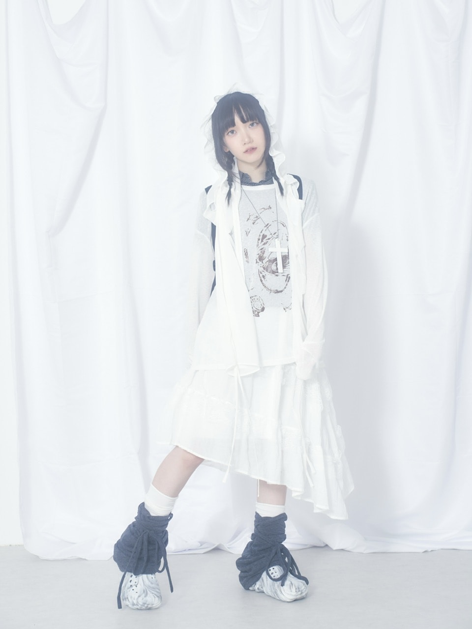 国際配送【Nerd out XU】hand drawing see-through long sleeve / 【ナードアウトエックスユー】ハンドドローイングシースルーロングスリーブ