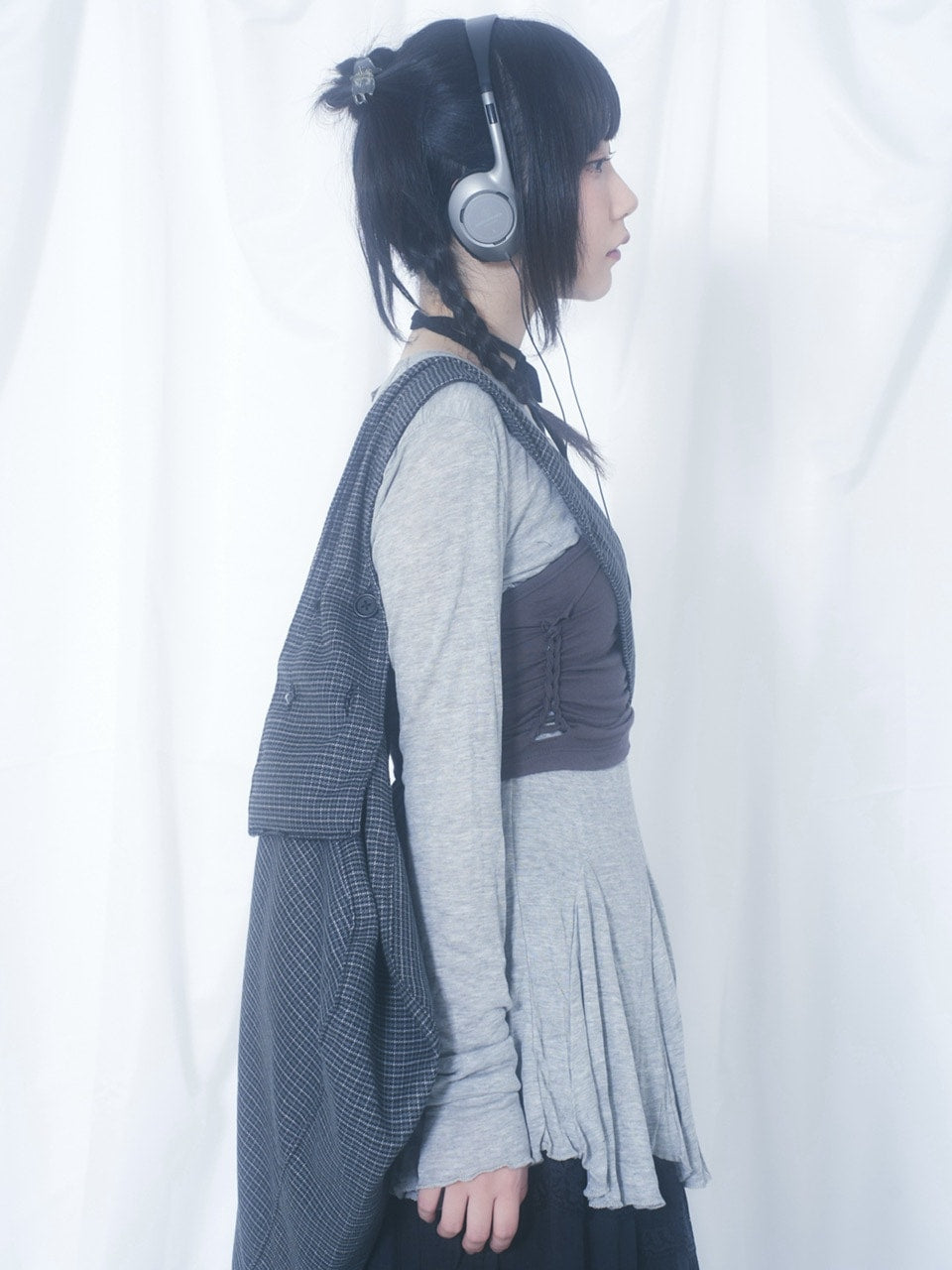 国際配送【Nerd out XU】black check body bag / 【ナードアウトエックスユー】ブラックチェックボディバッグ