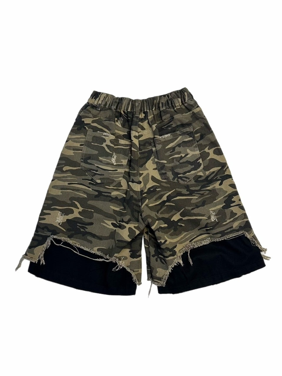 受注制【Chikashitsu +】layered camouflage bermuda pants / 【チカシツプラス】レイヤードカモフラージュバミューダパンツ (2color)