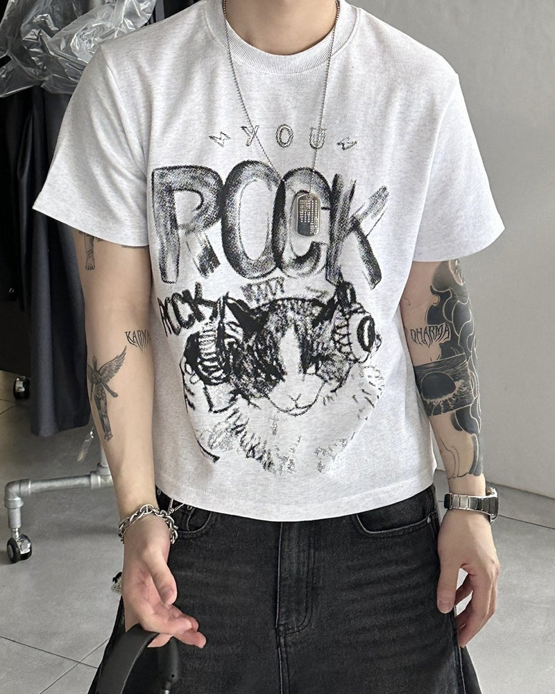 大阪店WEB限定【Chikashitsu +】cropped cat t-shirt (2color)