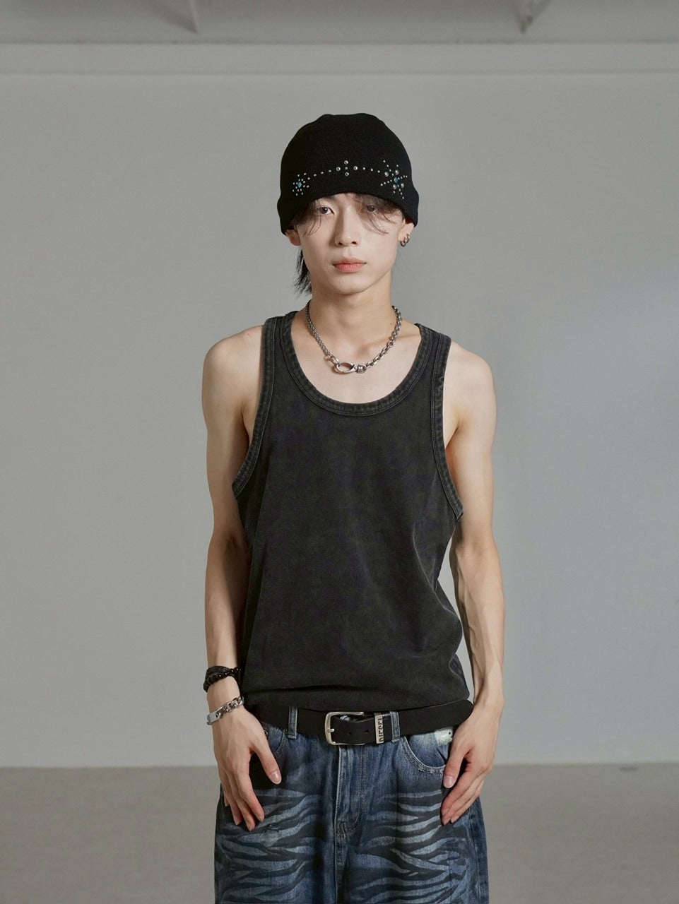 受注制【Chikashitsu +】dirty wash sleeveless / 【チカシツプラス】ダーティウォッシュタンクトップ (2color)