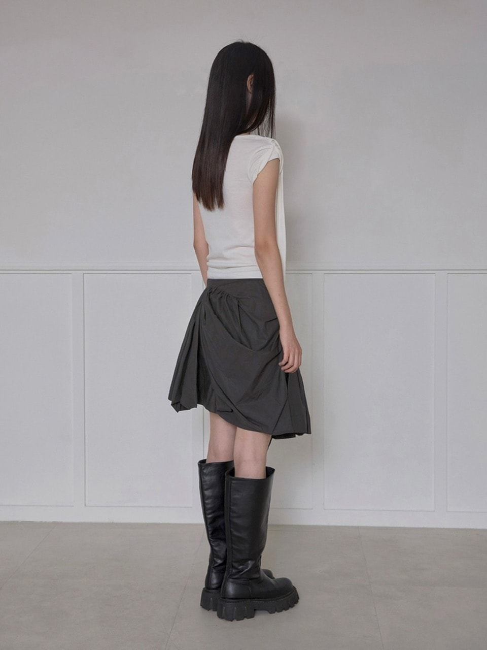 【FLAREUP】Asymmetrical Draped Layered Skirt