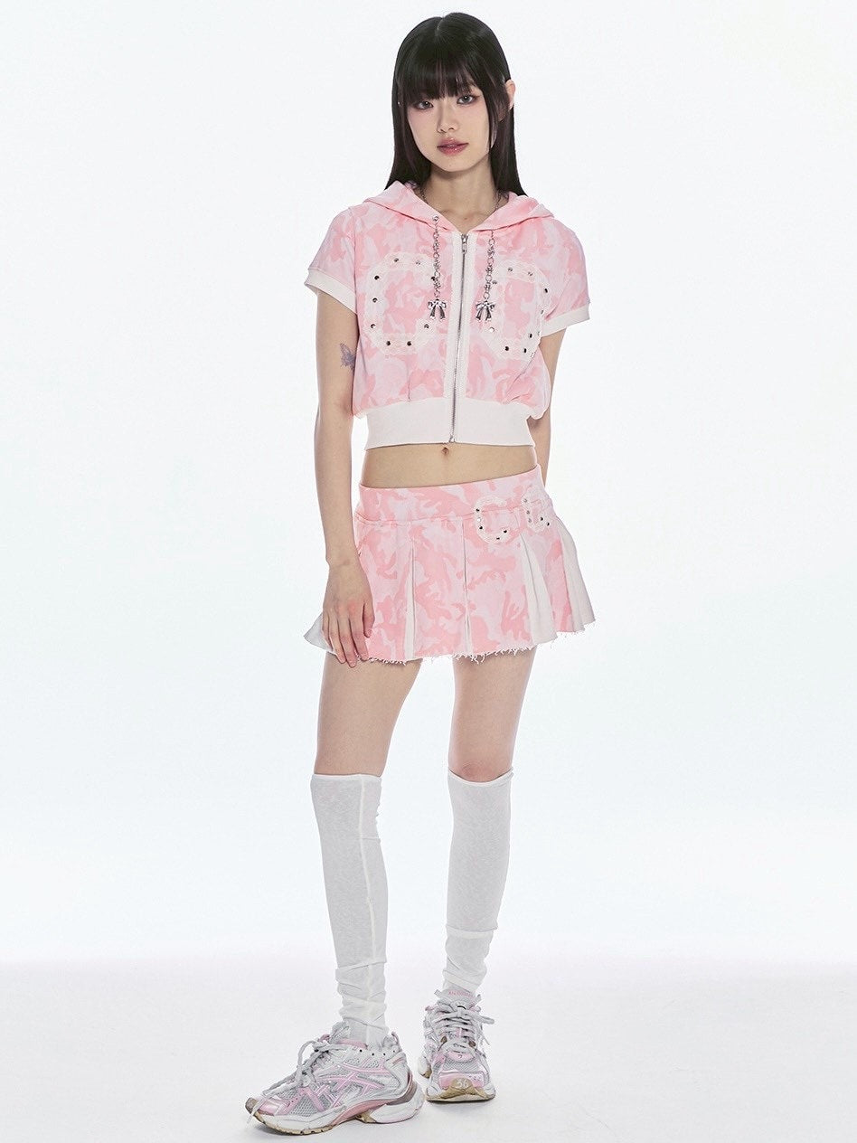 【CHERRYQUIRI】CQ lace stud pleats sk