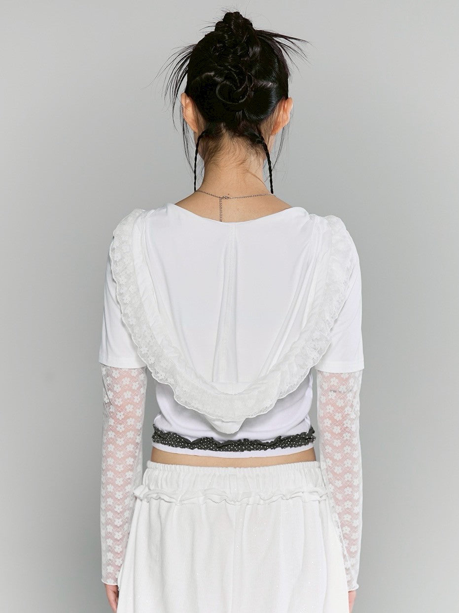 【CHERRYQUIRI】frill layered lace hoody cd