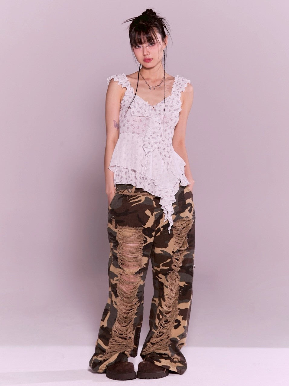 【CHERRYQUIRI】misty ruffle layered sleeveless