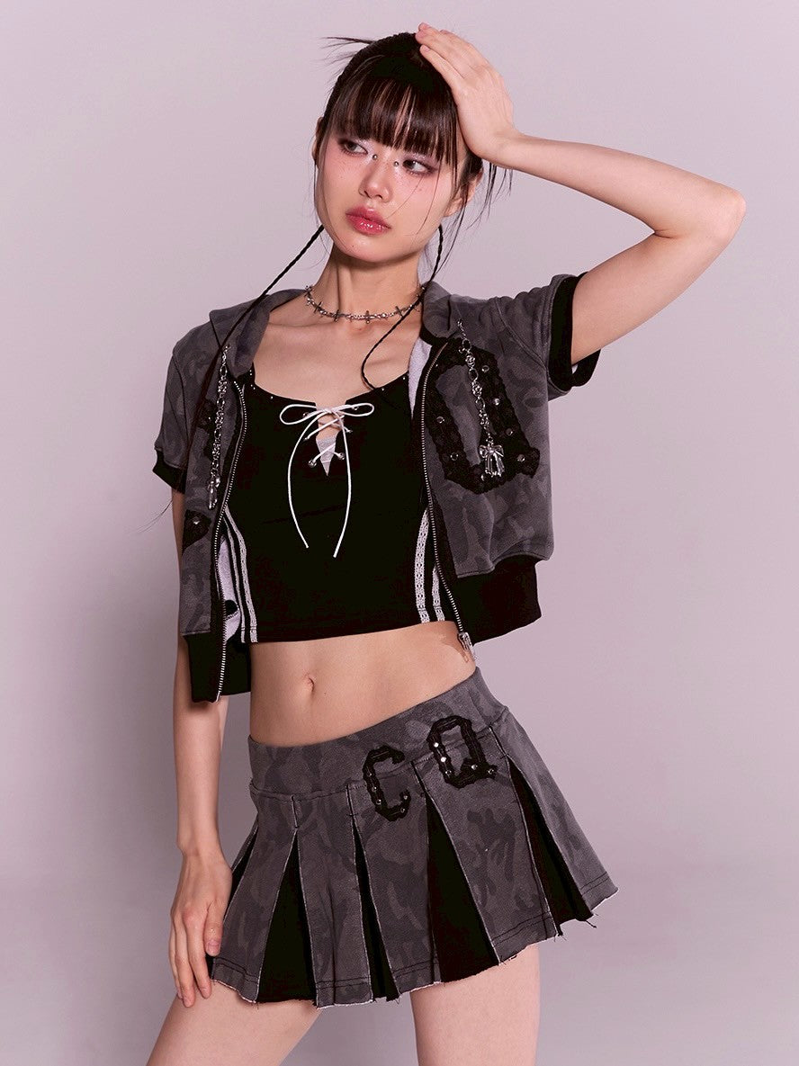 【CHERRYQUIRI】twin lace metalic tee