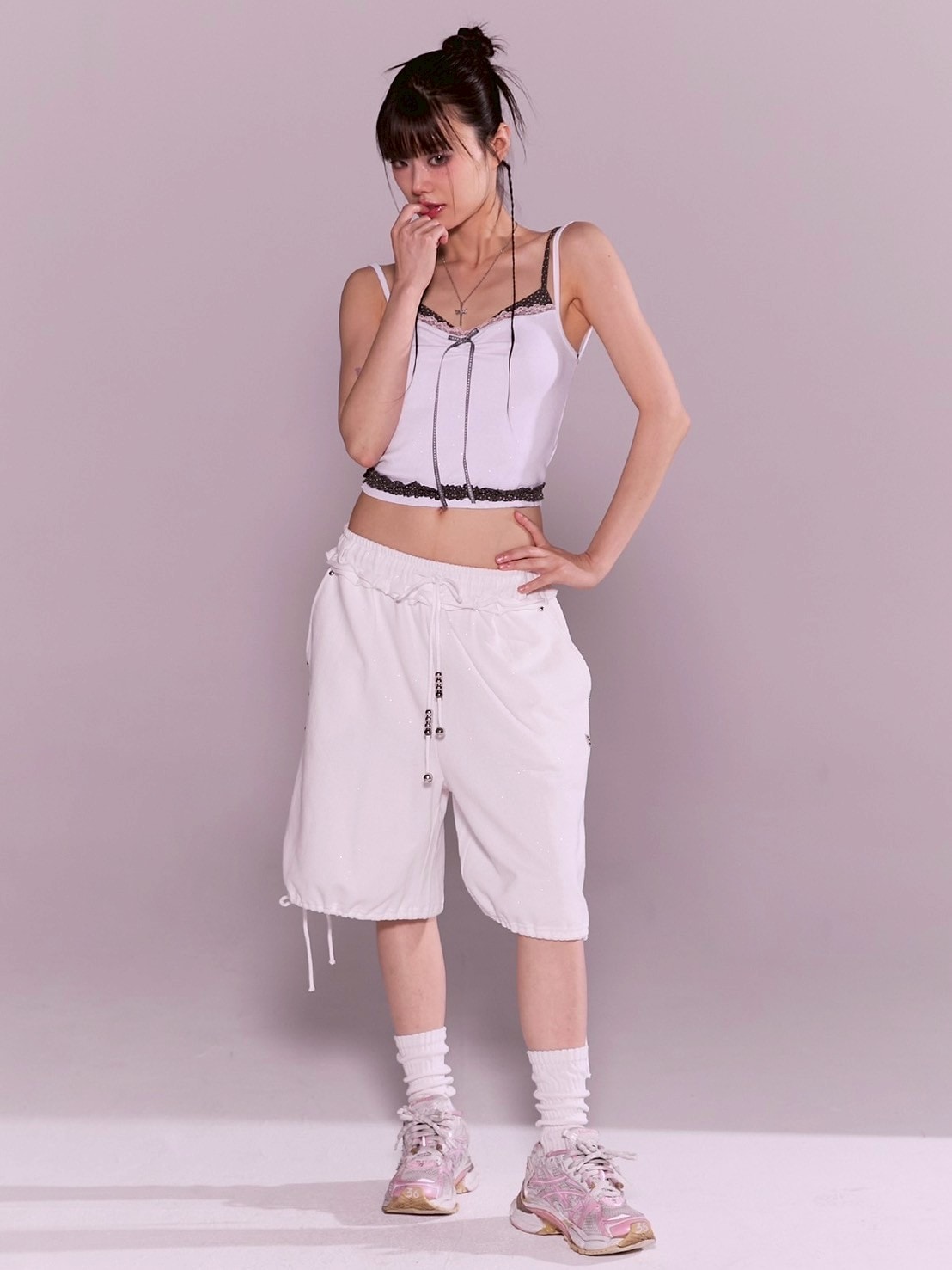 【CHERRYQUIRI】stud twinkle jogger bermuda pt