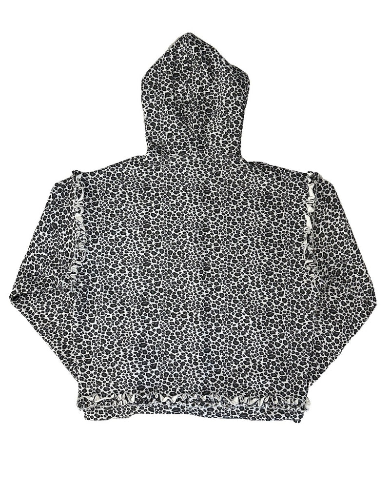 【GATELESS】 LEOPARD FRILL ZIP UP HOODIE / 【ゲートレス】レオパードフリルジップアップパーカー