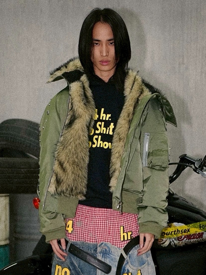 【Fourth3ex】Rivet Fox Double-Sided Nylon Hood / 【フォースセックス】リベットエコファーナイロンブルゾン